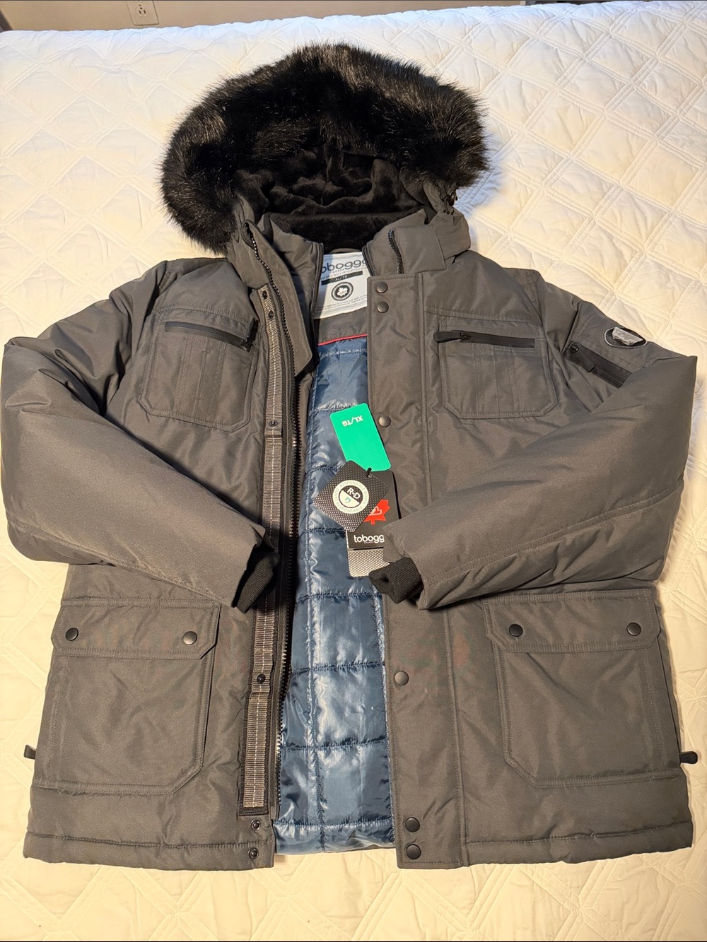 Toboggan Canada Ernie Winter Parka Jacket Charcoal Size XL NWT